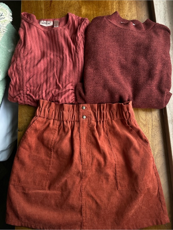 willow & root Dresses & Skirts - Rust Red Outfit Bundle Size Small Skirt and Tops